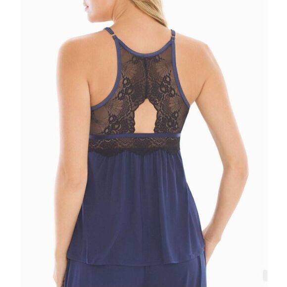 Lot of Two Soma‎ Sleepshirts Temptation Cami Lacey Sleep Top Blue and Black Size - Picture 10 of 15
